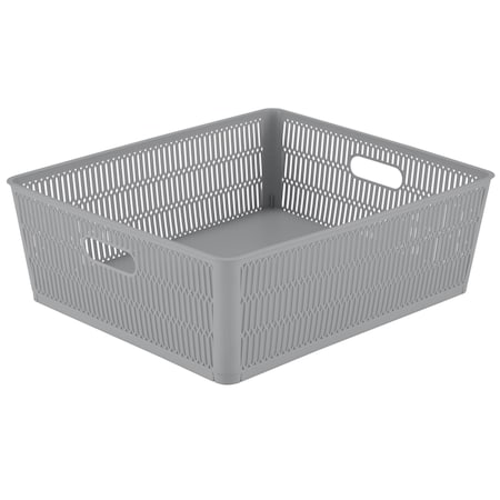 Simplify Slide 2 Stack It Shallow Storage Tote Baskets in Grey, 2PK 25933-GREY